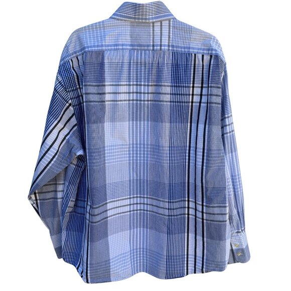 Michael Brandon Mens Blue White Check Plaid Button-Up Long Sleeve Dress Shirt XL - Picture 4 of 9